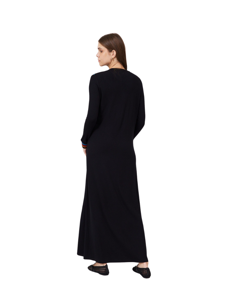 ORD Black Embroidered Flowers Modal Nursing Nightgown Myselflingerie.com