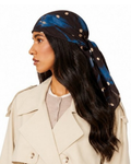 Tie Ur Knot Blue Velvet Adjustable Pre-Tied Bandanna with Full Non Slip Grip
