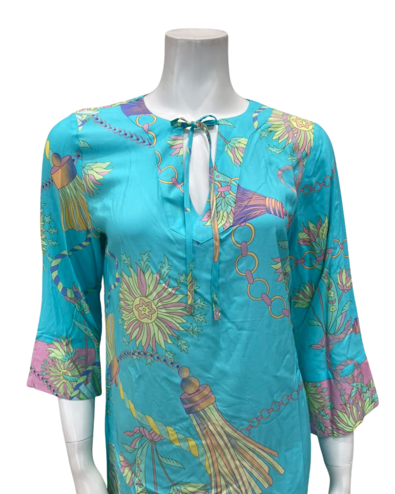 Furstenberg Teal Chains Print Swim Cover Up Myselflingerie.com