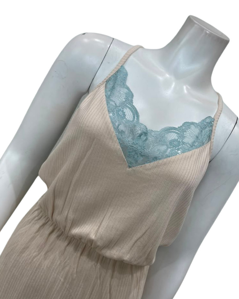 Oh! Zuza Vanilla Ribbed Lace Modal Chemise