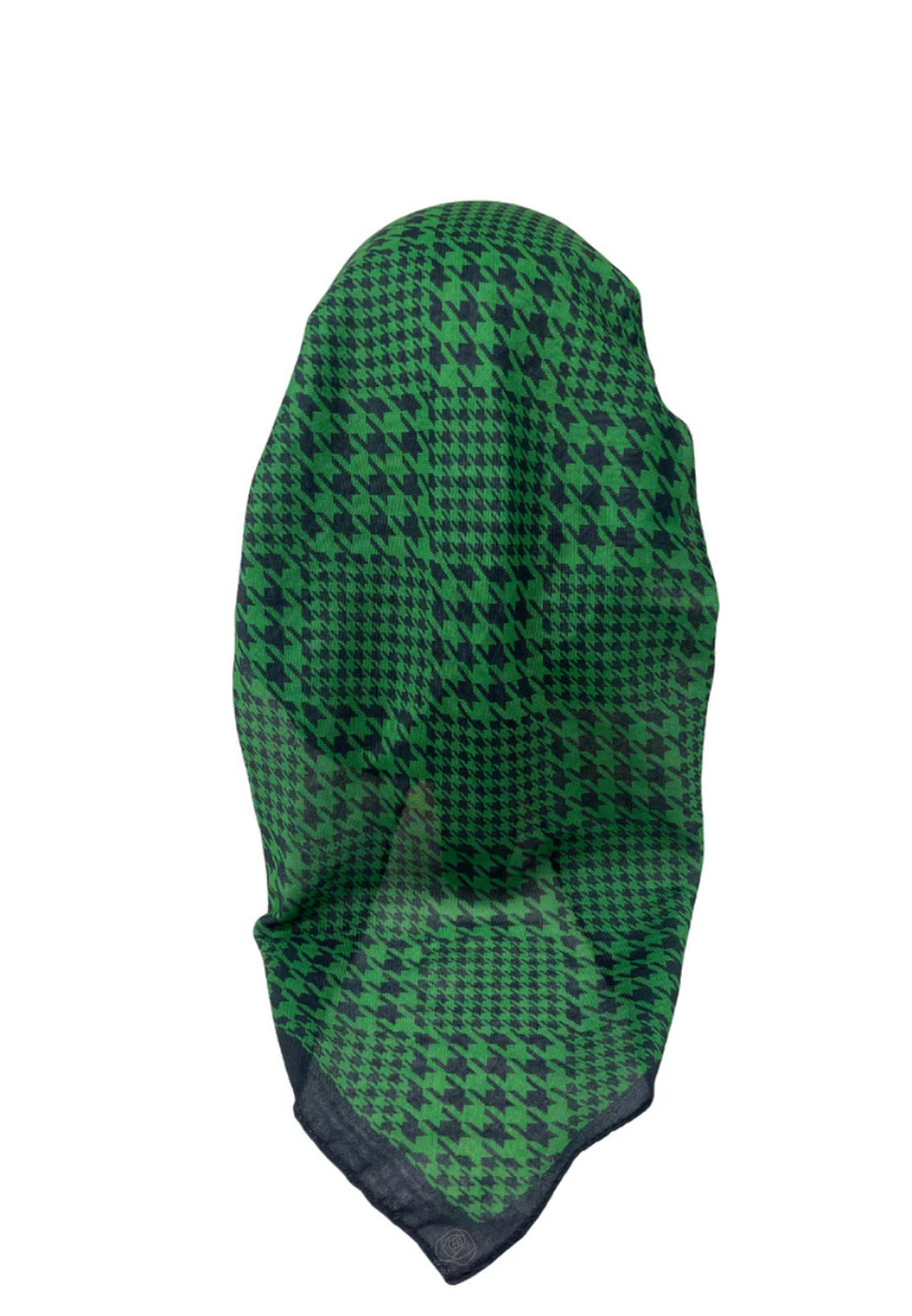 It's Younique OB-HOUND-GNBK Green/Black Houndstooth Pre-Tied Open Back Bandanna with Velvet Grip Myselflingerie.com