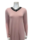 Jackie O'Loungewear Pink V Neck Lace Long Sleeves Modal Nightshirt Myselflingerie.com
