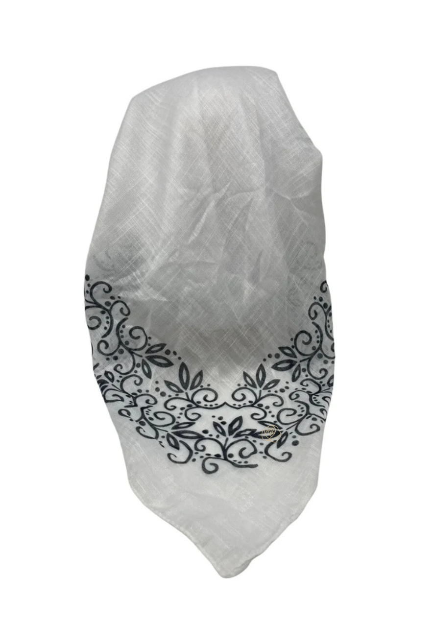 It's Younique OB-LACE-BK White with Black Lace Border Design Pre-Tied Open Back Bandanna with Velvet Grip Myselflingerie.com