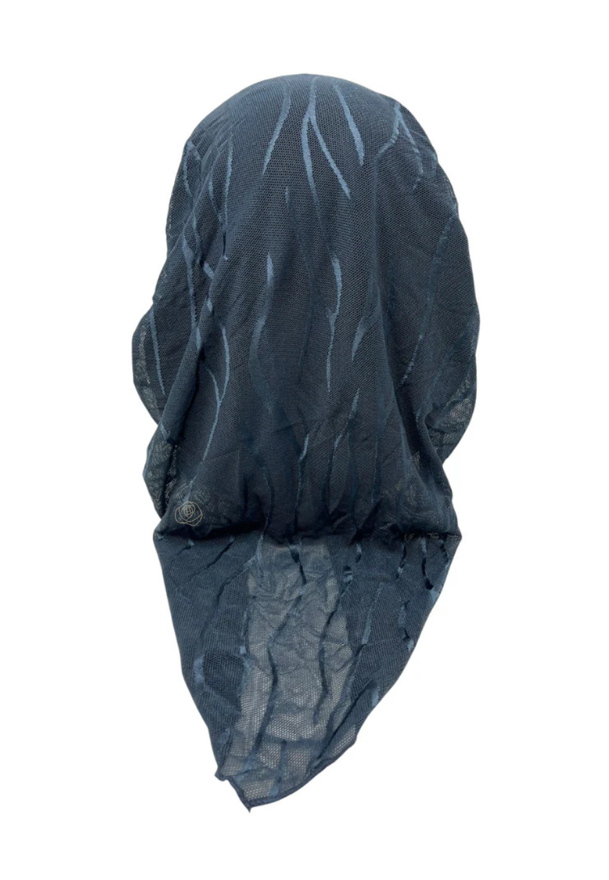 Ahead VT2601 Chambray Waverly Mesh Versatile Style Long Tails Open Back Pre-Tied Bandanna Myselflingerie.com