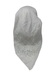 It's Younique OB-LACE-SI White with Silver Lace Border Design Pre-Tied Open Back Bandanna with Velvet Grip Myselflingerie.com