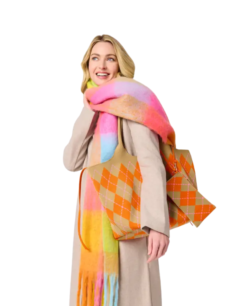 ShiraLeah Orange Robbie Argyle Tote Bag