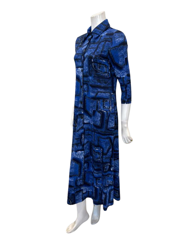 Seashells Jean Pocket Patchwork Collared Button Down Midi 50