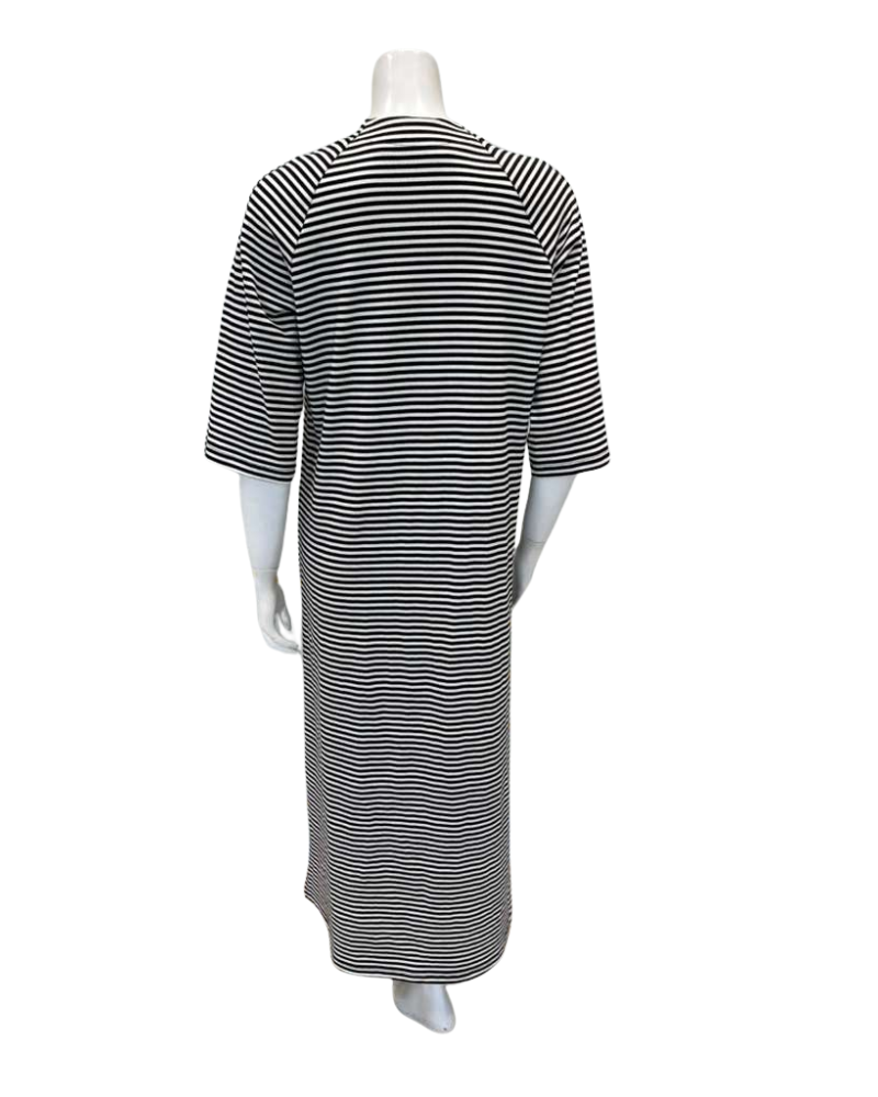 Jackie O'Loungewear Black & White Striped Swim Coverup Lounger Myselflingerie.com