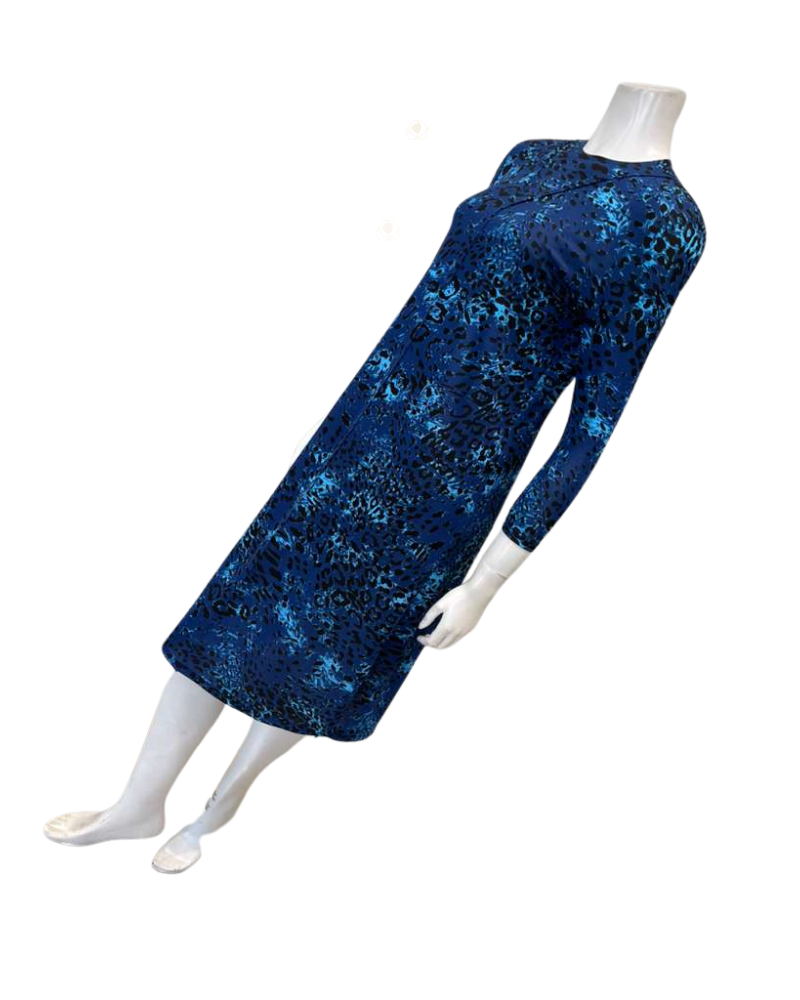 Seashells Navy Leopard Rounded Front V Pintuck 3/4