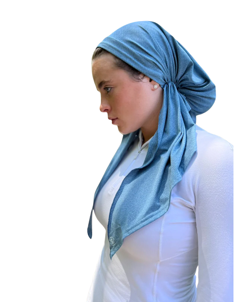 Scarf Bar SB Heather Denim Dri Fit Pre-Tied Bandanna with Velvet Non Slip Grip Myselflingerie.com