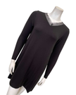 Jackie O'Loungewear Black V Neck Lace Long Sleeves Modal Nightshirt Myselflingerie.com