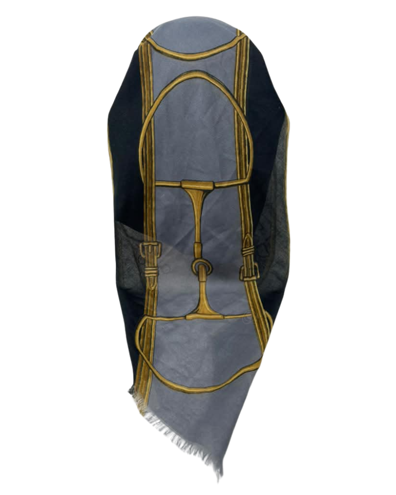 It's Younique Grey/White Designer Inspired Pre-Tied Open Back Bandanna with Velvet Grip