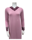 Oh! Zuza Lilac Swirl Design Modest V Neck Modal Nightshirt