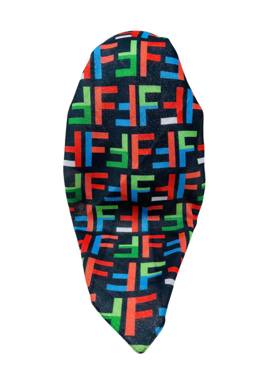 It's Younique OB-FEN-MU Multicolor Designer Inspired Shimmer Pre-Tied Open Back Bandanna with Velvet Grip Myselflingerie.com