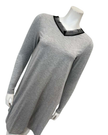 Jackie O'Loungewear Grey V Neck Lace Long Sleeves Modal Nightshirt Myselflingerie.com