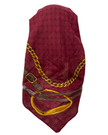 Cherie Burgundy Chain Border Design Adjustable Pre-Tied Open Back Bandanna