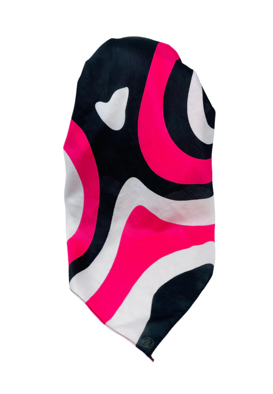 It's Younique OB-PUC-PK Pucci Inspired Pink/Black Pre-Tied Open Back Bandanna with Velvet Grip Myselflingerie.com