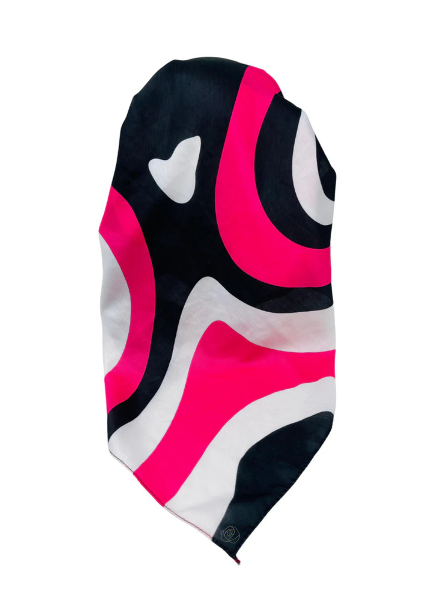It's Younique OB-PUC-PK Pucci Inspired Pink/Black Pre-Tied Open Back Bandanna with Velvet Grip Myselflingerie.com