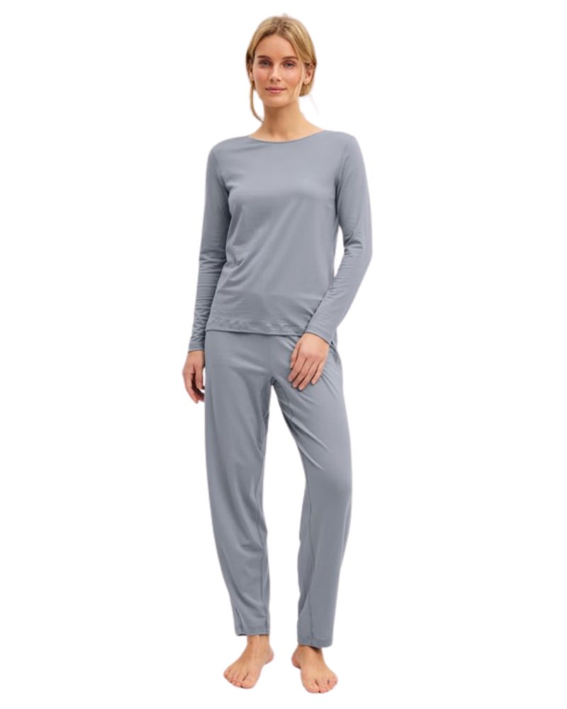 Calida Passat Grey DSW Warming Long Sleeve Top & Long Pants Modal Pajamas Set