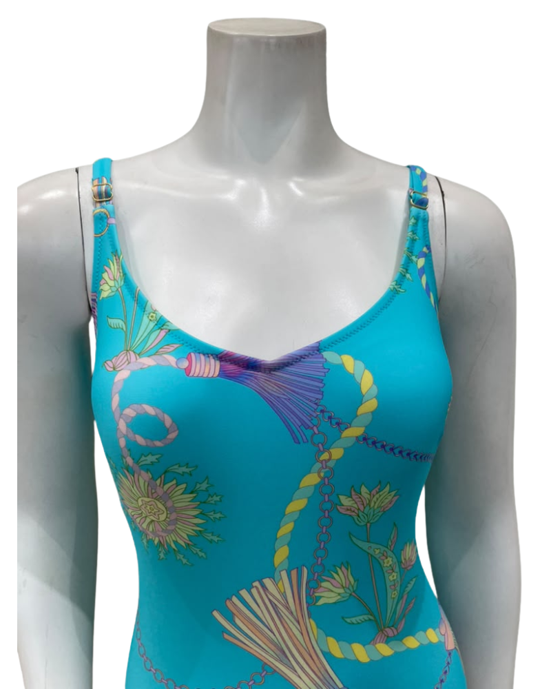 Furstenberg Teal Chains Print Swimsuit Myselflingerie.com
