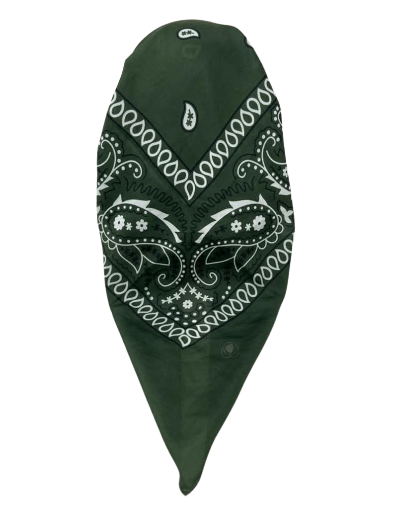 It's Younique Hunter Green Paisley Bandanna Print Pre-Tied Open Back Bandanna with Velvet Grip