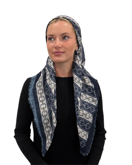 TYED Navy Chains Adjustable Pre-tied Bandanna with Velvet Grip