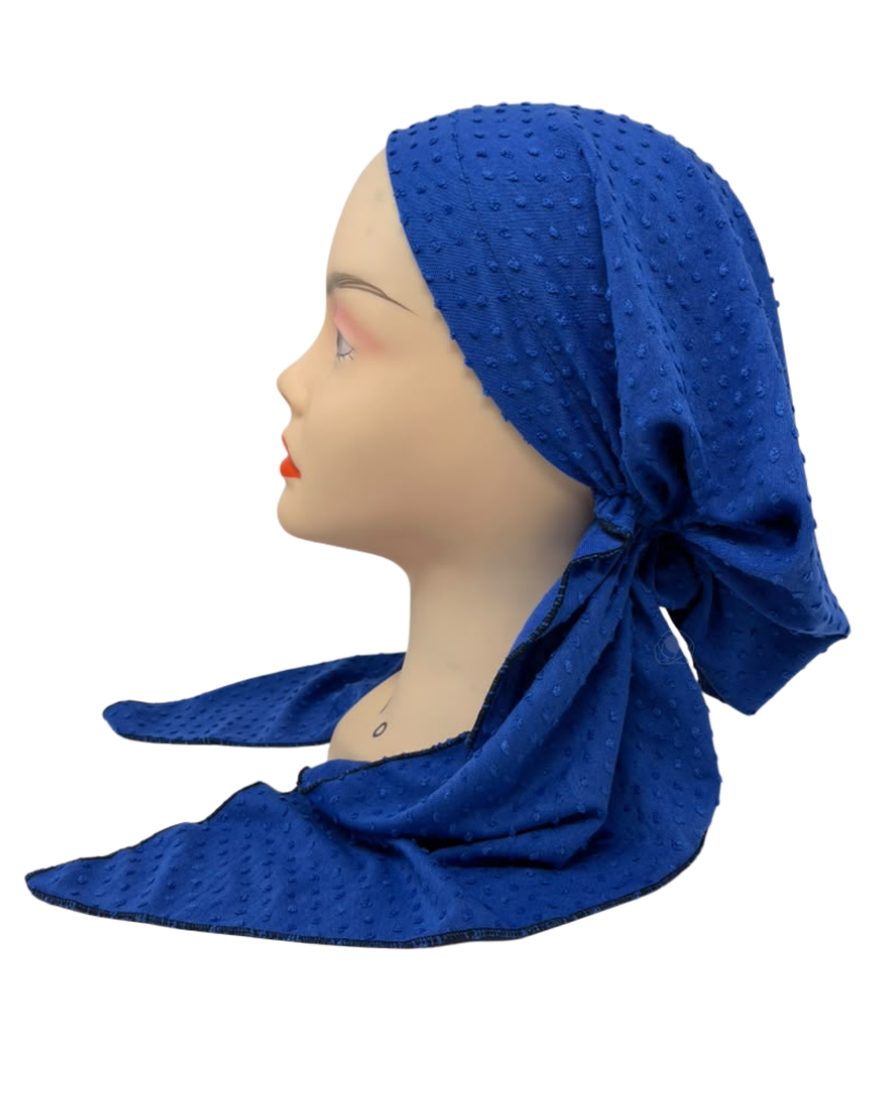 Triple Up Royal Swiss Dots Unlined Pre-Tied Bandanna