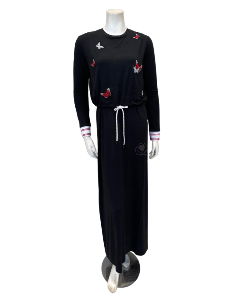 ORD PNO27748 Black with Butterflies Modal Nursing Nightgown