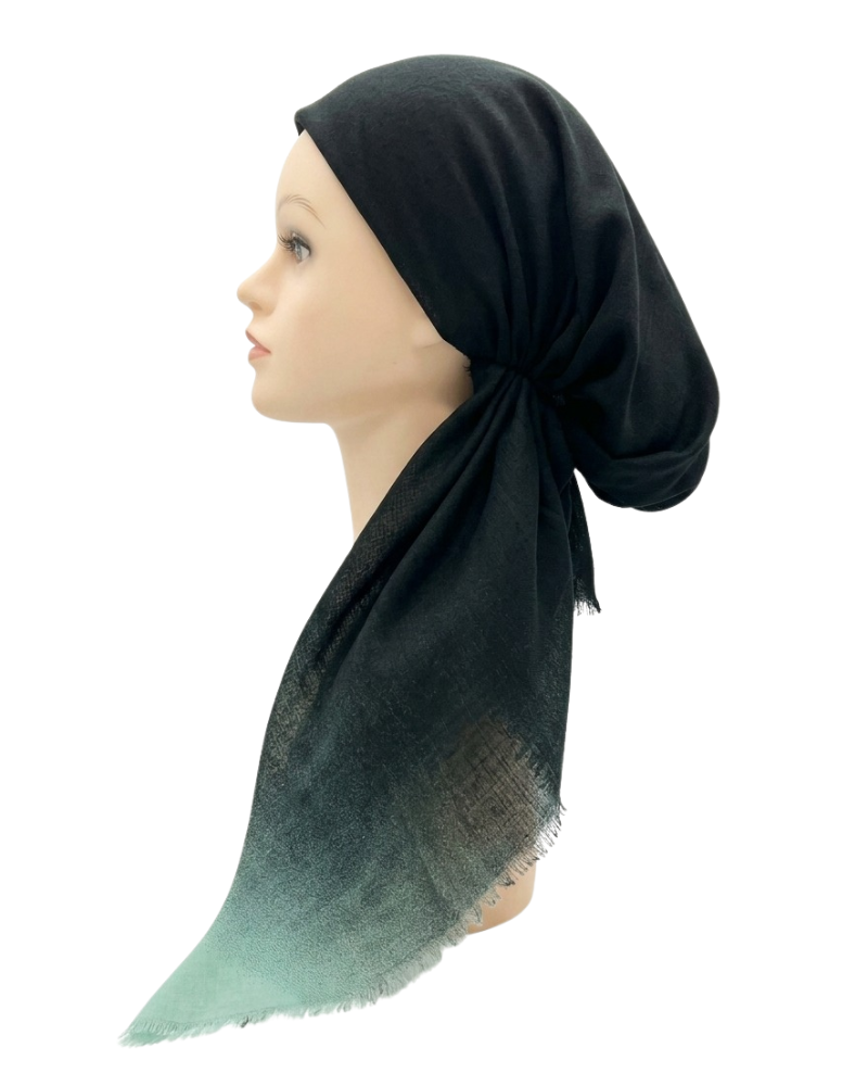 Revaz Black Seafoam Ombre Adjustable Pre-Tied Bandanna with Velvet Grip