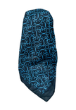 It's Younique Royal Blue Vine Print Pre-Tied Open Back Bandanna with Velvet Grip Myselflingerie.com