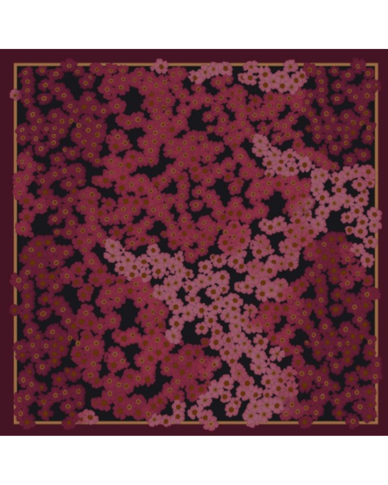Cherie Burgundy Floral Design Adjustable Pre-Tied Open Back Bandanna
