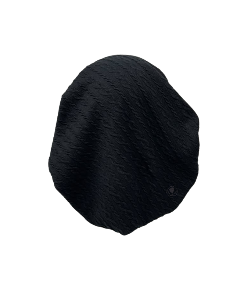 Triple Up Black Cable Knit Unlined Pre-Tied Bandanna
