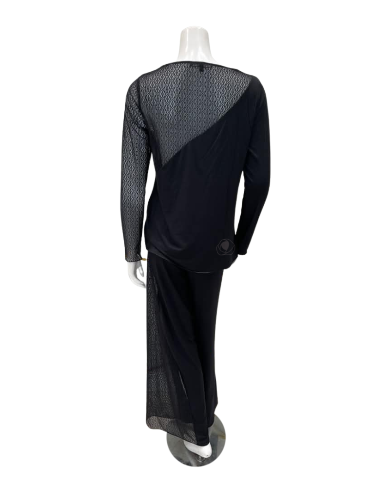 Verdiani Sheer Lace Black Modal Pajamas Set