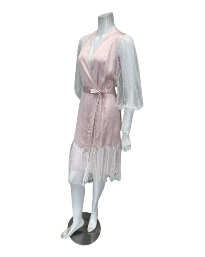 Oh! Zuza Blush Satin and Lace Chemise & Wrap Set