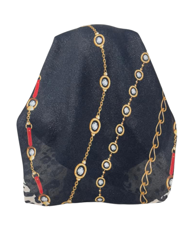 It's Younique Pink/Leopard Chains Pre-Tied Open Back Bandanna with Velvet Grip