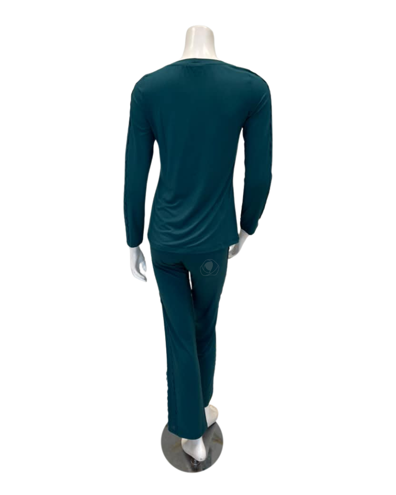 Oh! Zuza Deep Green Lace Trim Modal Pajamas Set