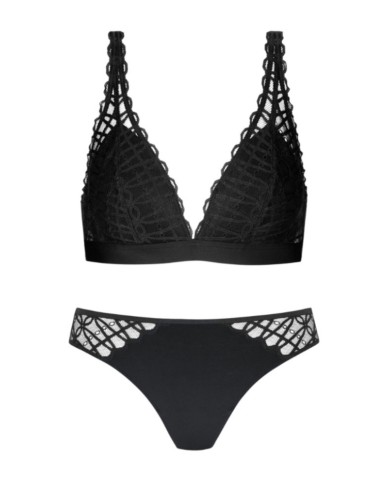 Mey Black Poetry Temptation Bralette & Panty Set