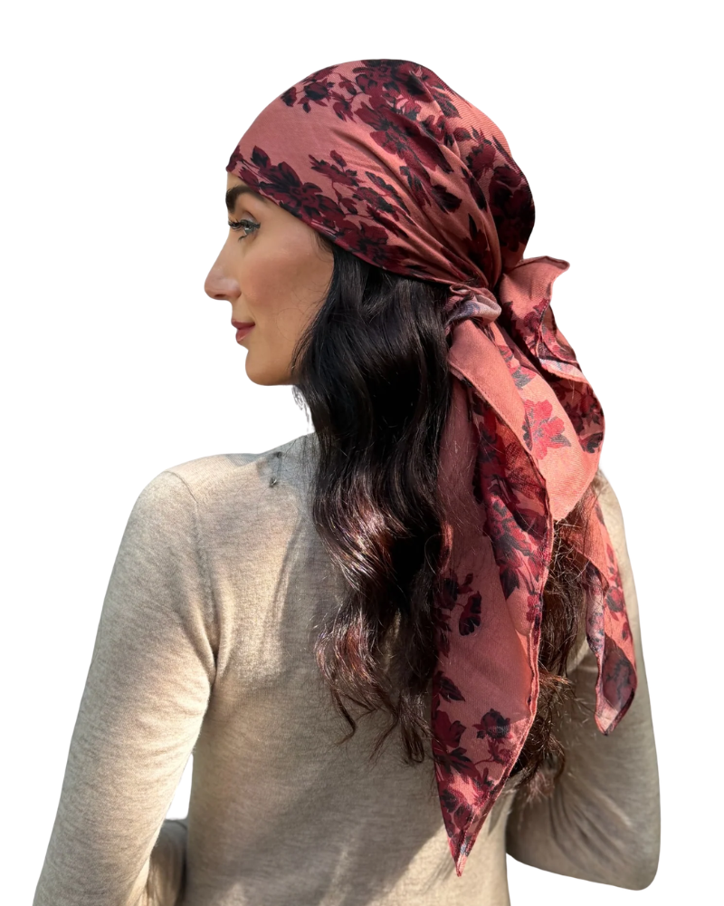Scarf Bar Crimson Rose Square Scarf with Invisible Grip
