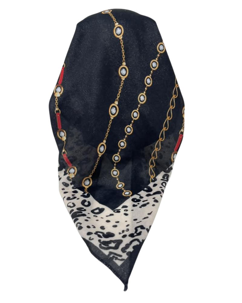 It's Younique Pink/Leopard Chains Pre-Tied Open Back Bandanna with Velvet Grip