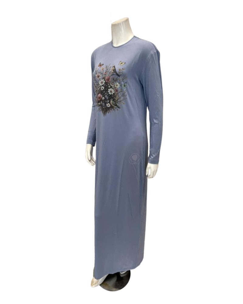 Angelice Pale Blue Garden Print Pull On Modal Nightgown