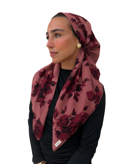 Scarf Bar Crimson Rose Classic Pre-Tied Bandanna with Velvet Grip