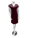 Oh! Zuza Maroon Lace V Neck Short Sleeve Modal Nightshirt