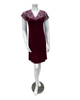 Oh! Zuza Maroon Lace V Neck Short Sleeve Modal Nightshirt