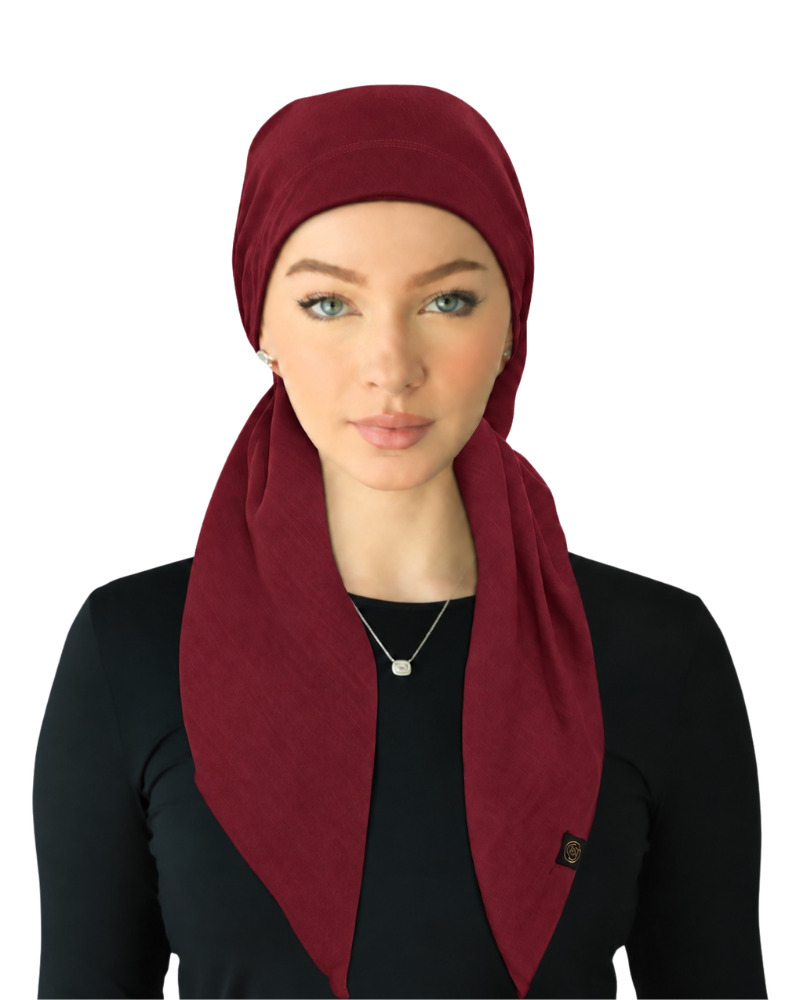 Cherie Raspberry Solid Fringe Edge Adjustable Closed Back Pre-Tied Bandanna