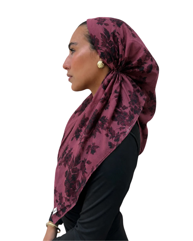 Scarf Bar Crimson Rose Open Back Adjustable Pre-Tied Bandanna with Velvet Grip