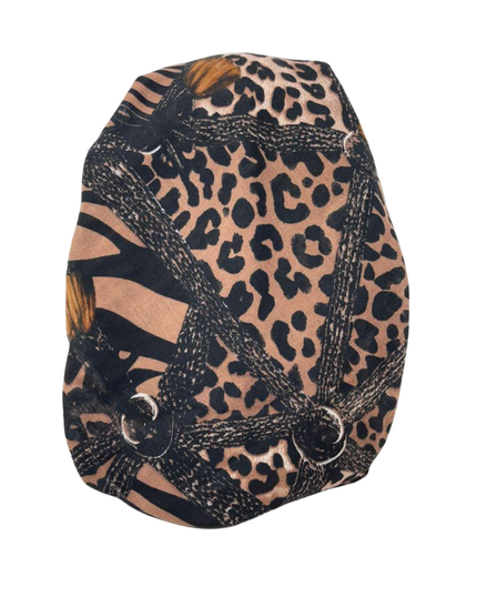 Cherie Brown Geometric Leopard Design Adjustable Pre-Tied Open Back Bandanna