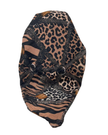 Cherie Brown Geometric Leopard Design Adjustable Pre-Tied Open Back Bandanna