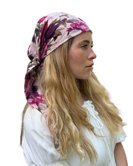 Scarf Bar Deep Berry Floral Square Scarf with Invisible Grip