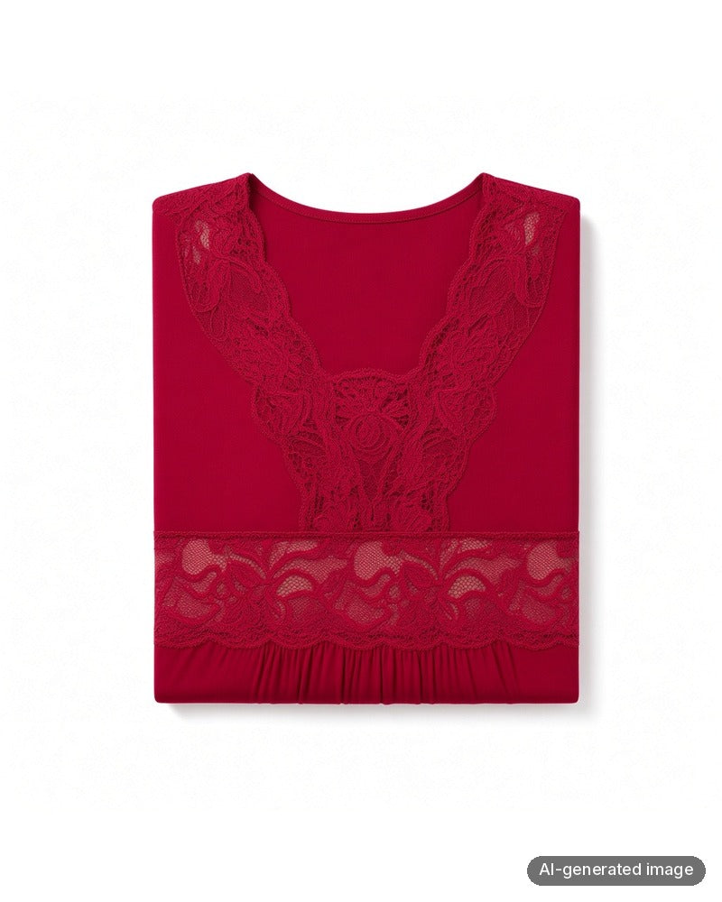 Folded Oh! Zuza Ruby Sheer Lace Modal Nightshirt