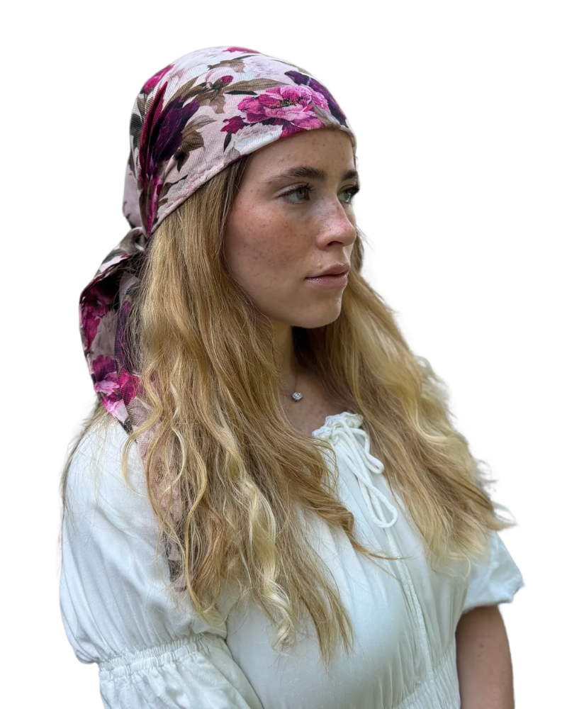 Scarf Bar Deep Berry Floral Square Scarf with Invisible Grip